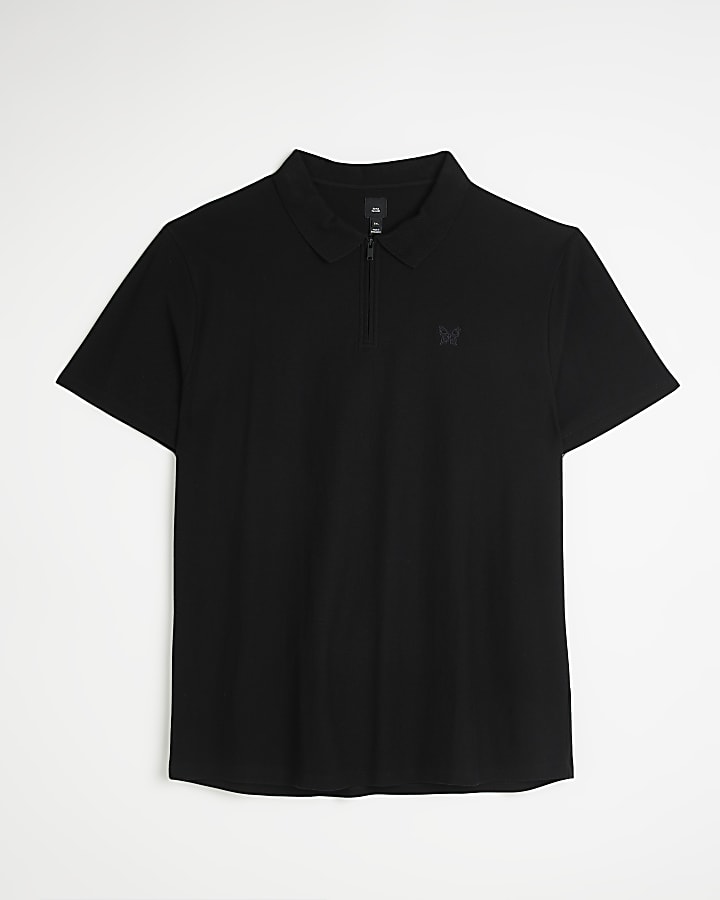 Big & Tall black short sleeve honeycomb polo