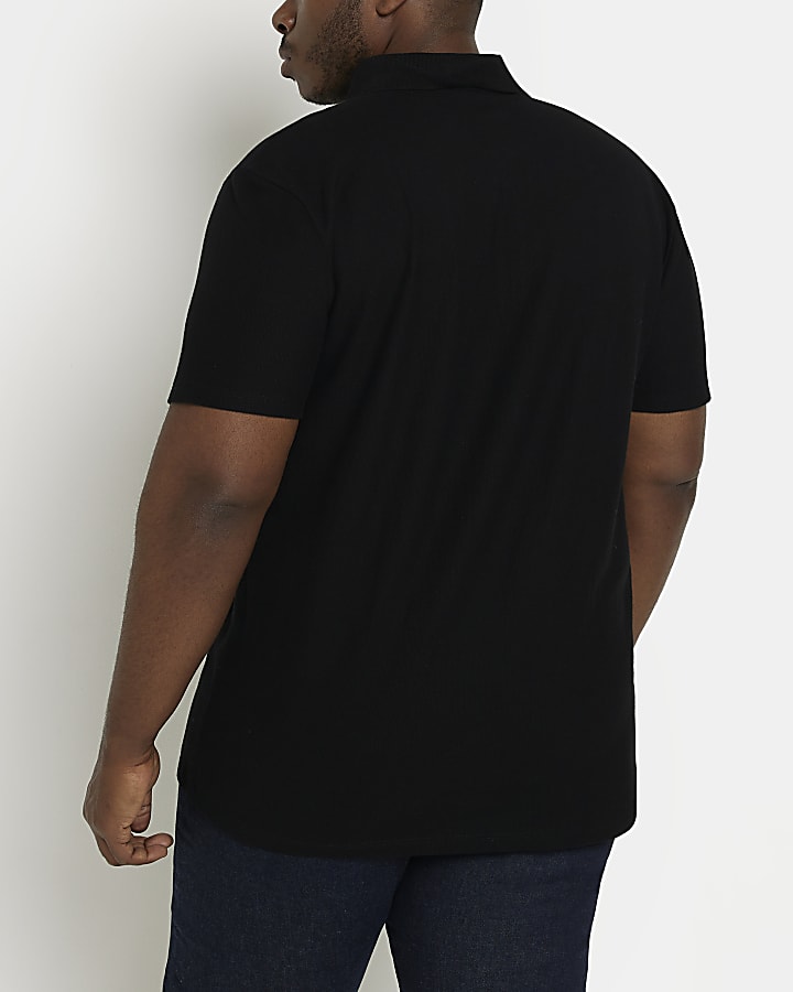 Big & Tall black short sleeve honeycomb polo