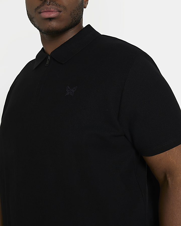 Big & Tall black short sleeve honeycomb polo