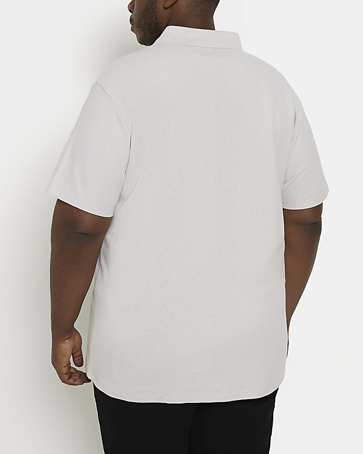 Big & Tall grey short sleeve honeycomb polo