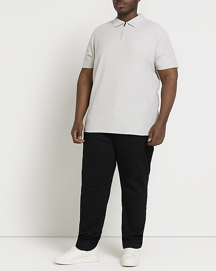 Big & Tall grey short sleeve honeycomb polo