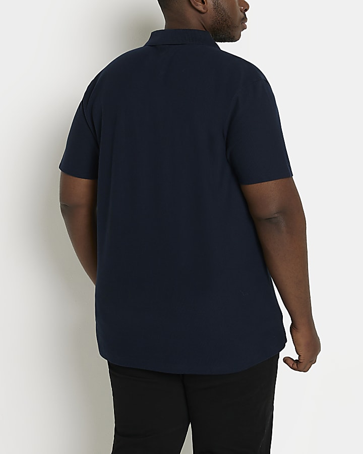 Big & Tall navy short sleeve honeycomb polo