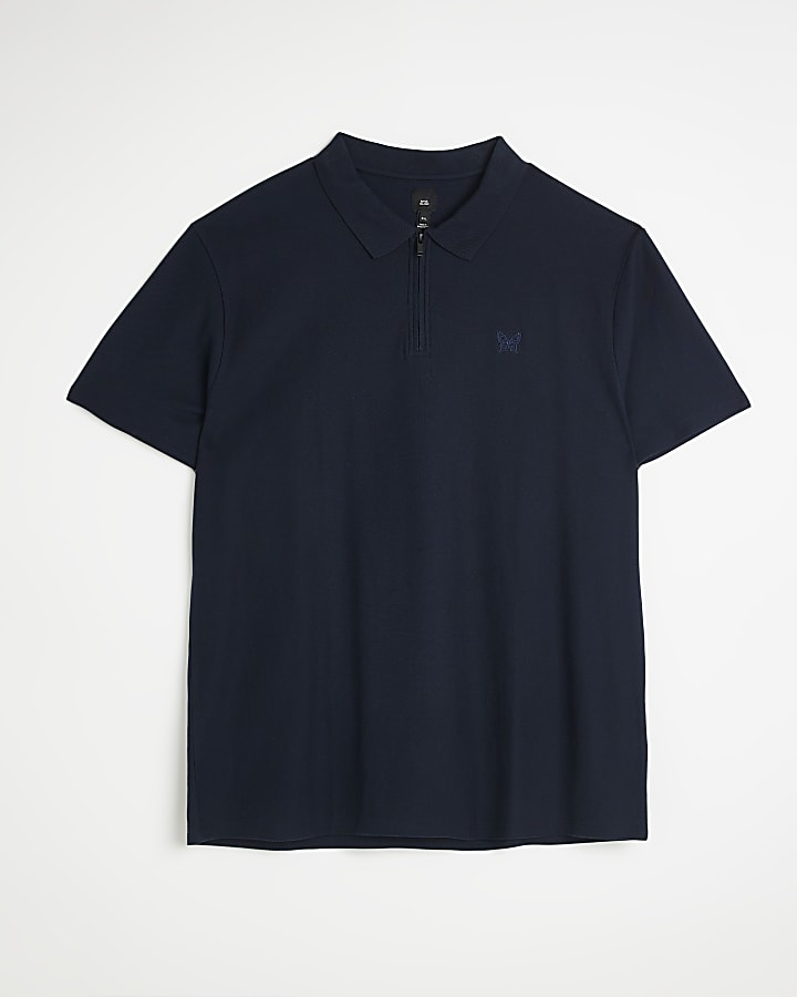 Big & Tall navy short sleeve honeycomb polo