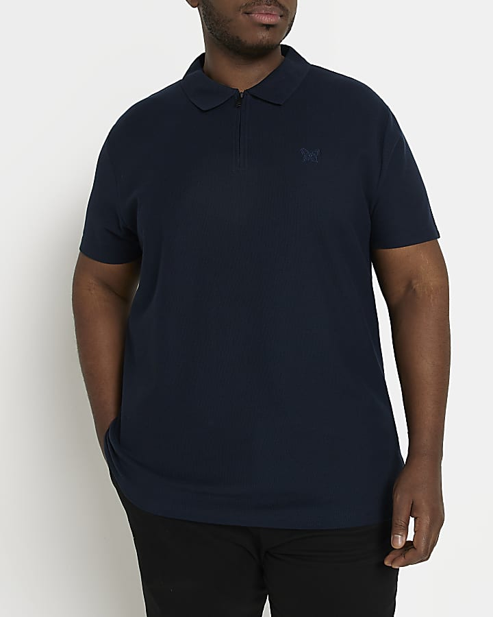 Big & Tall navy short sleeve honeycomb polo