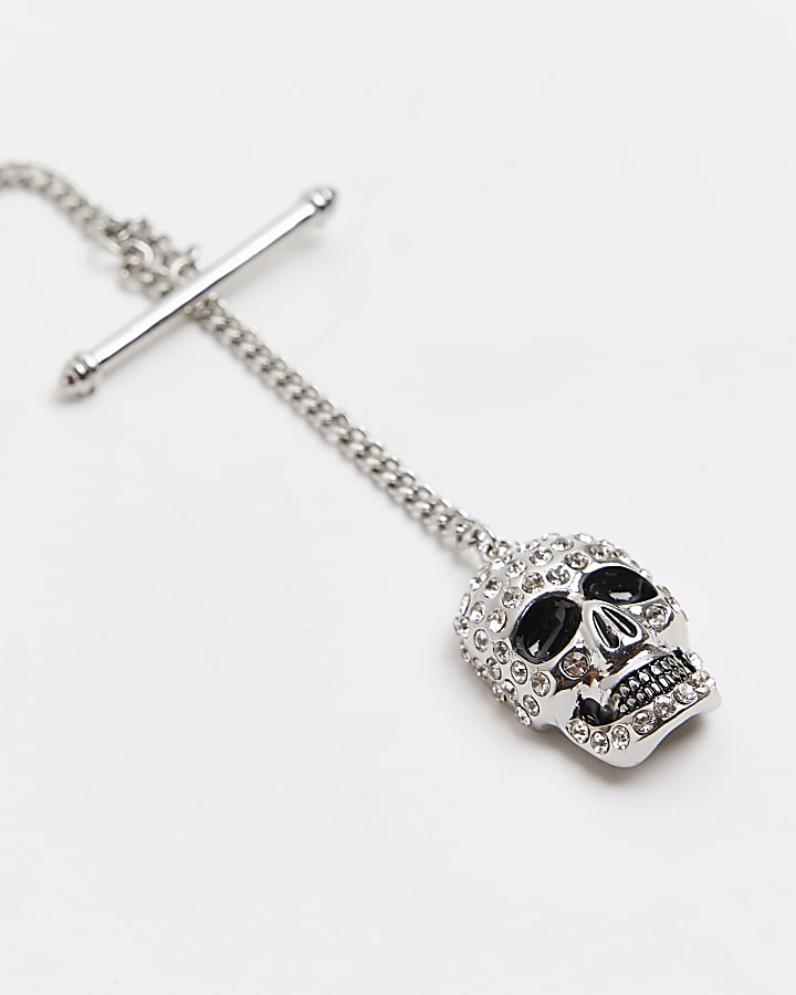 Silver colour Rhinestone Skull Wallet Chain
