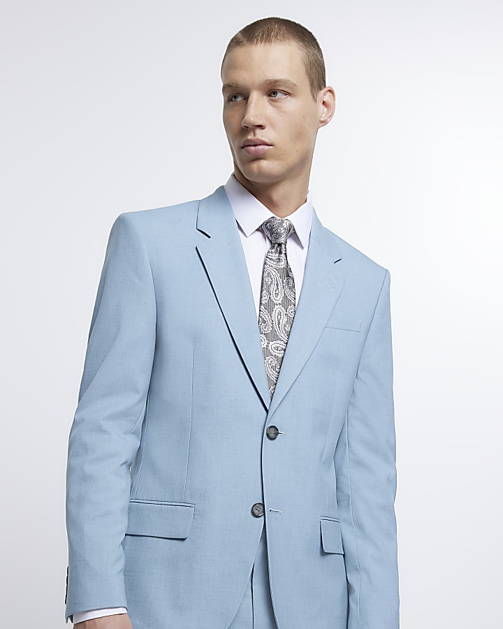 Blue slim fit suit jacket