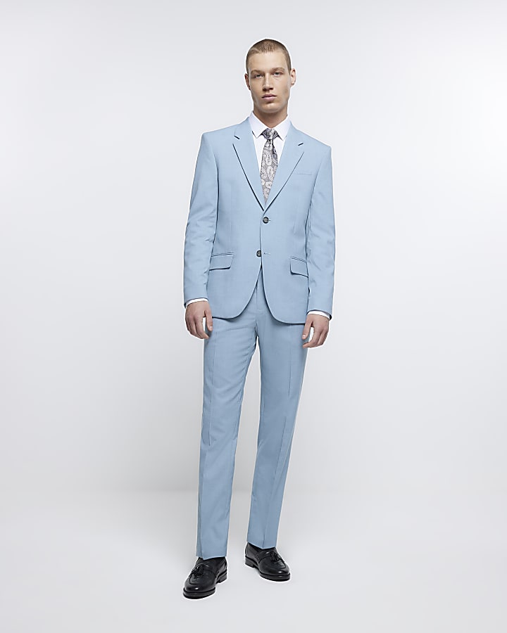 Blue slim fit suit jacket