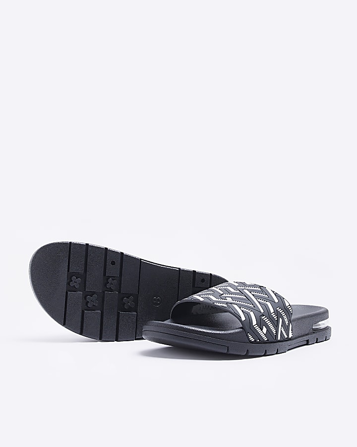 Black geometric print bubble detail sliders