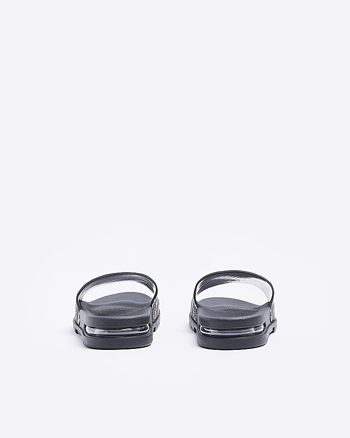 Black geometric print bubble detail sliders