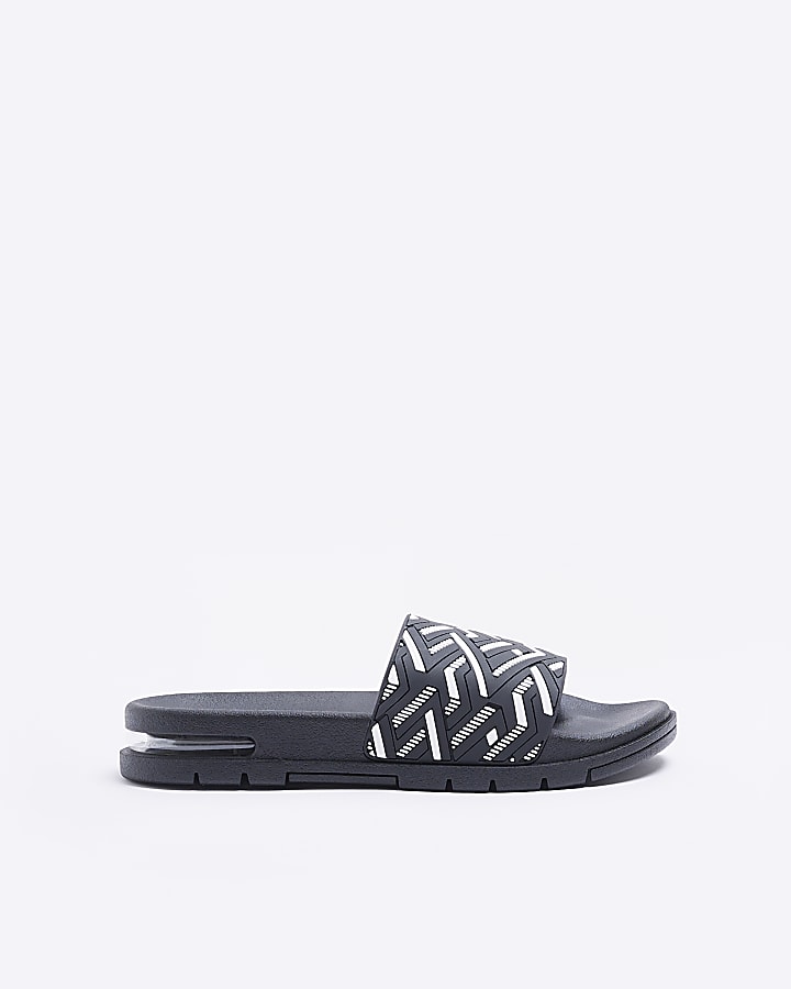 Black geometric print bubble detail sliders