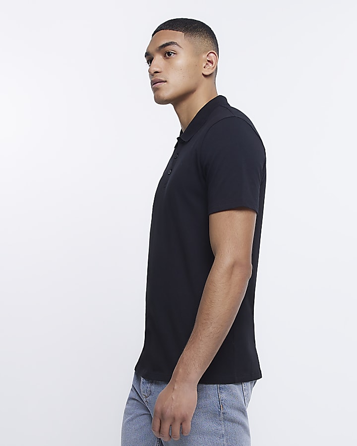 Black Multipack of 4 Slim fit polo shirts