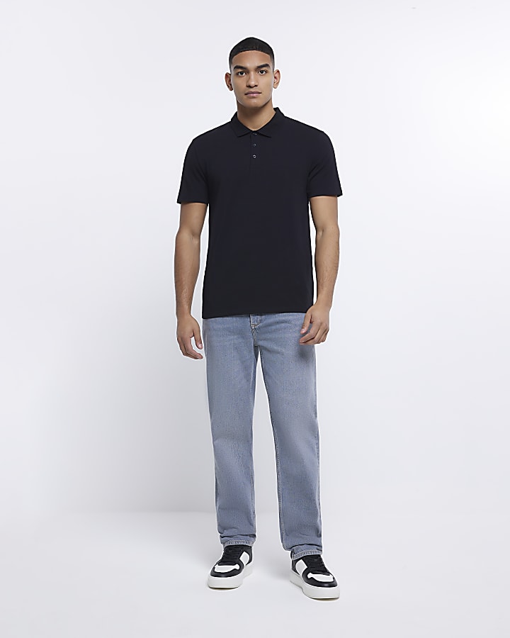 Black Multipack of 4 Slim fit polo shirts