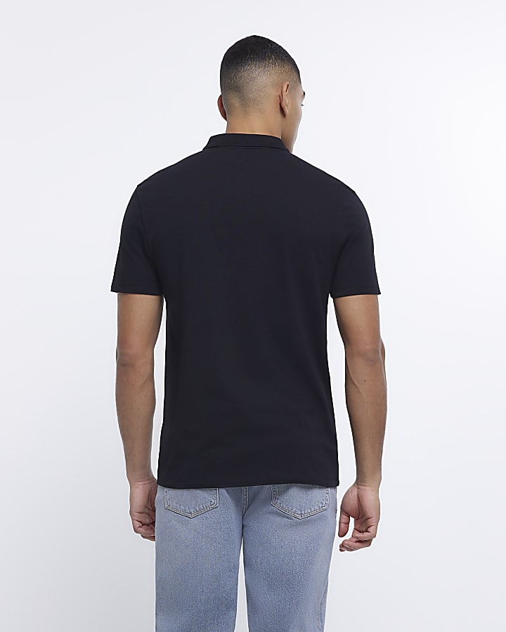 Black Multipack of 4 Slim fit polo shirts