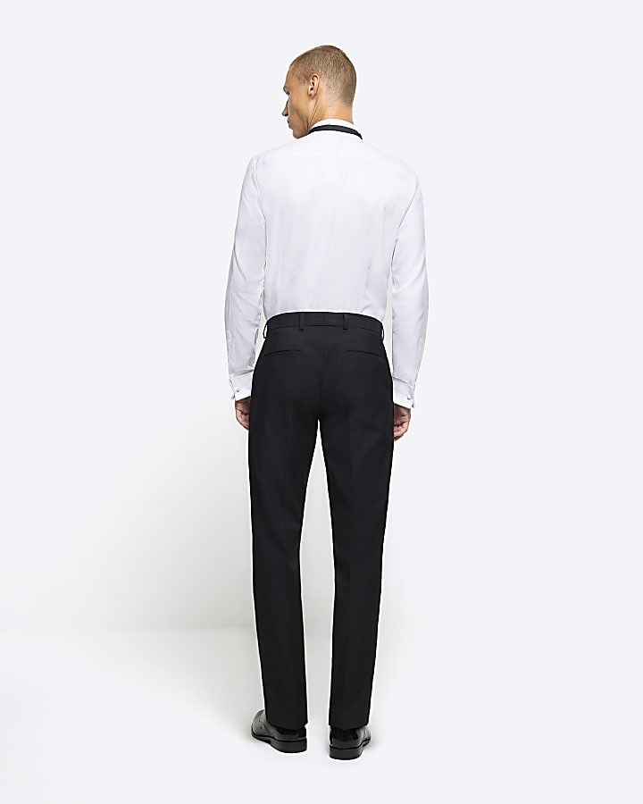 Black slim fit tuxe suit trousers