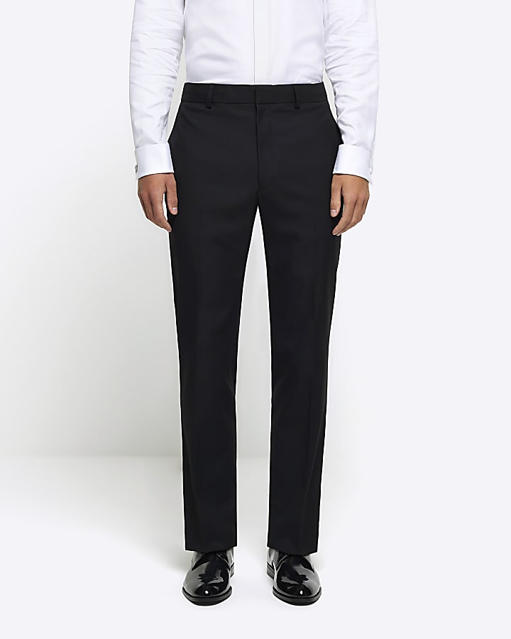 Black slim fit tuxe suit trousers