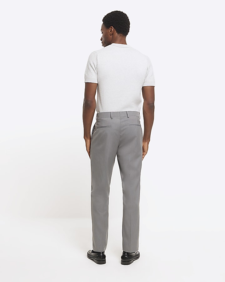 Grey skinny fit twill suit trousers