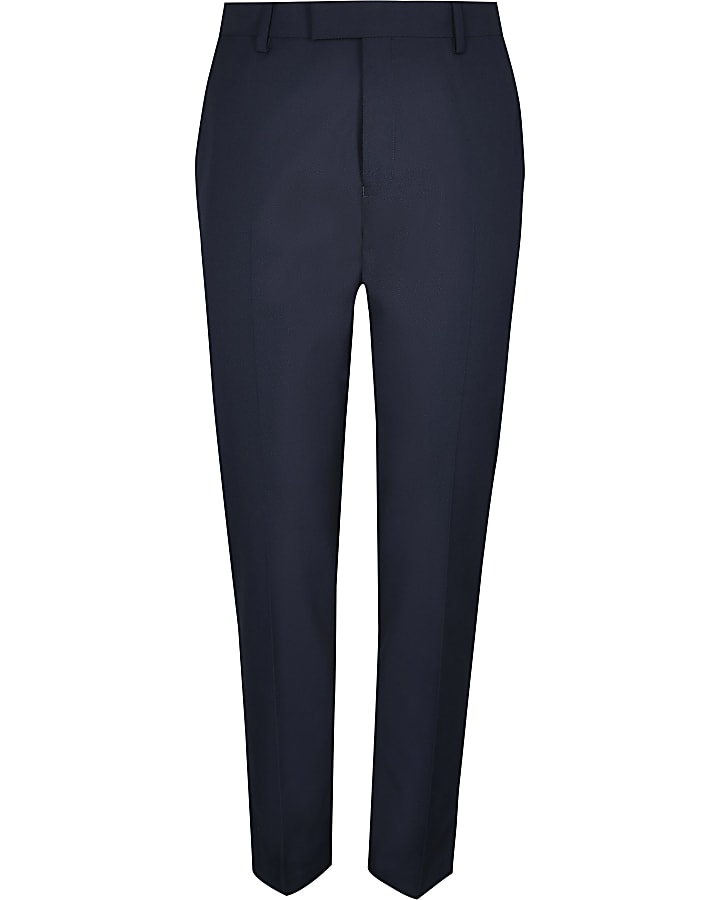 Navy skinny fit twill suit trousers