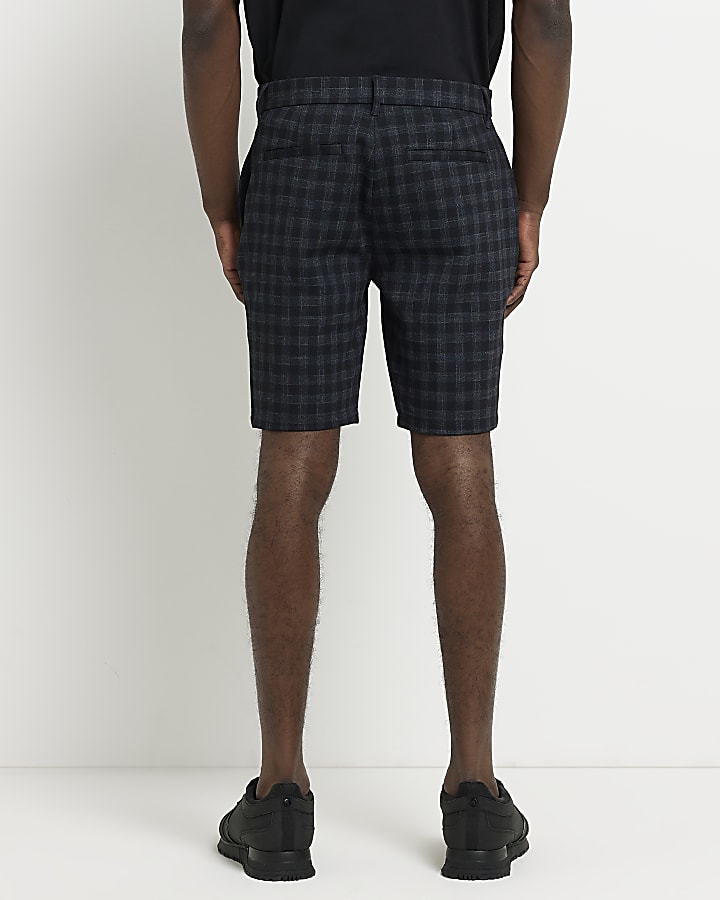 Navy Skinny fit Check Shorts