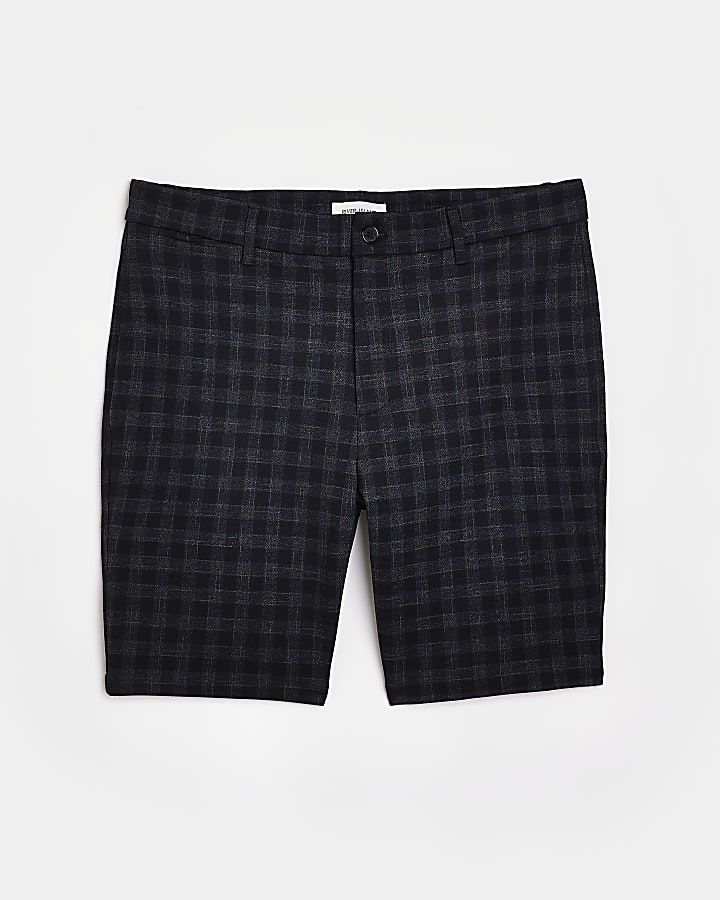 Navy Skinny fit Check Shorts