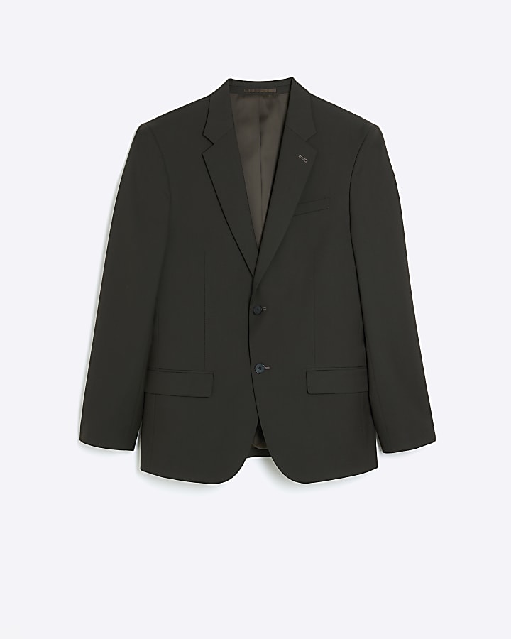 Dark brown slim fit suit jacket