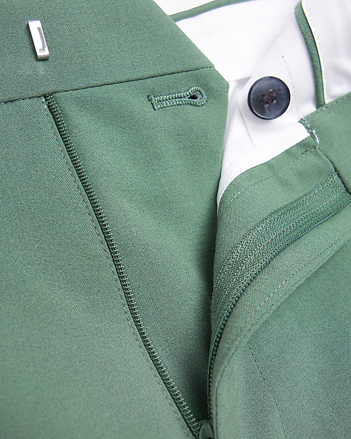 Green slim fit suit trousers