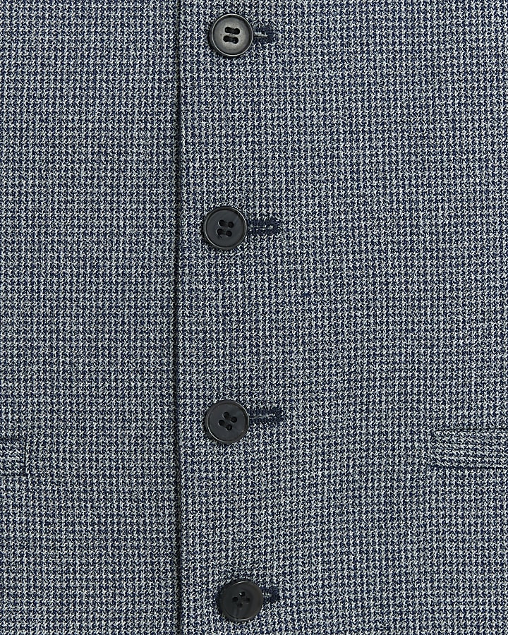 Blue skinny fit dogtooth waistcoat