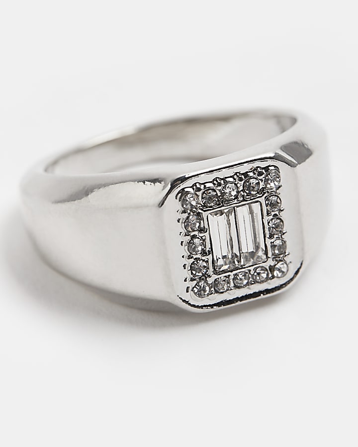 Silver Crystal and Bag Stone Ring