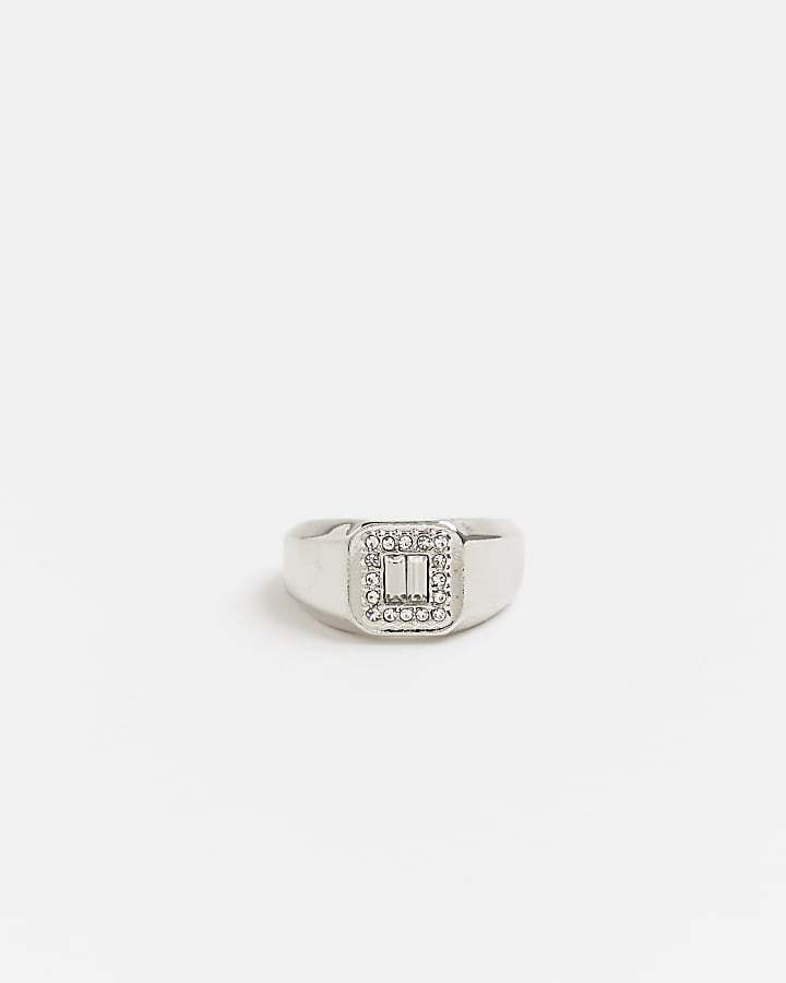Silver Crystal and Bag Stone Ring