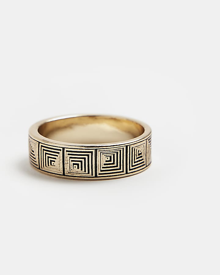 Gold colour Aztec engraved Ring