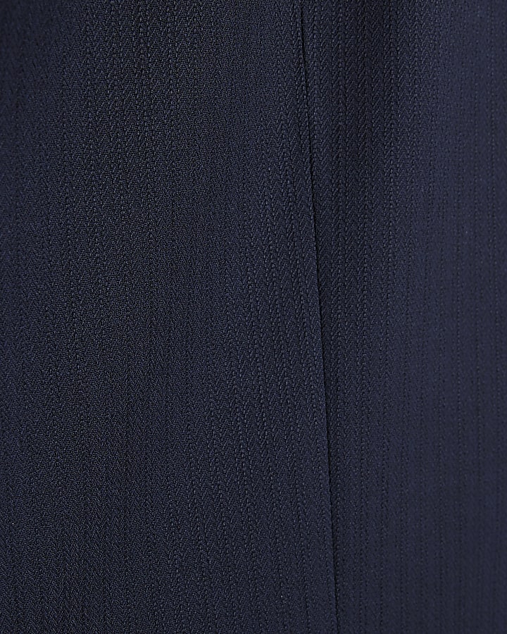 Navy skinny fit herringbone waistcoat