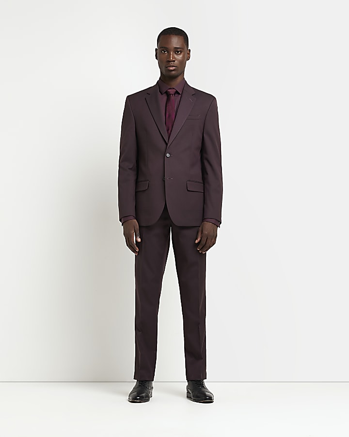 Dark Red slim fit long sleeve shirt