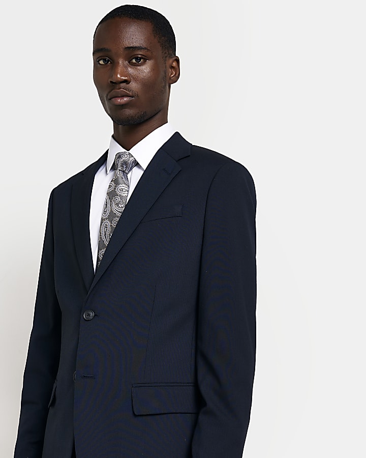 Navy slim fit suit jacket