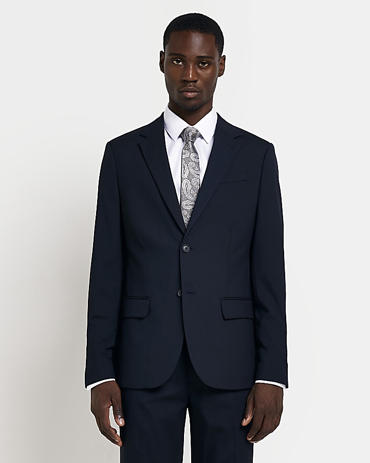 Navy slim fit suit jacket