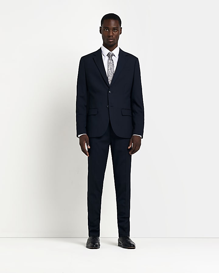 Navy slim fit suit jacket