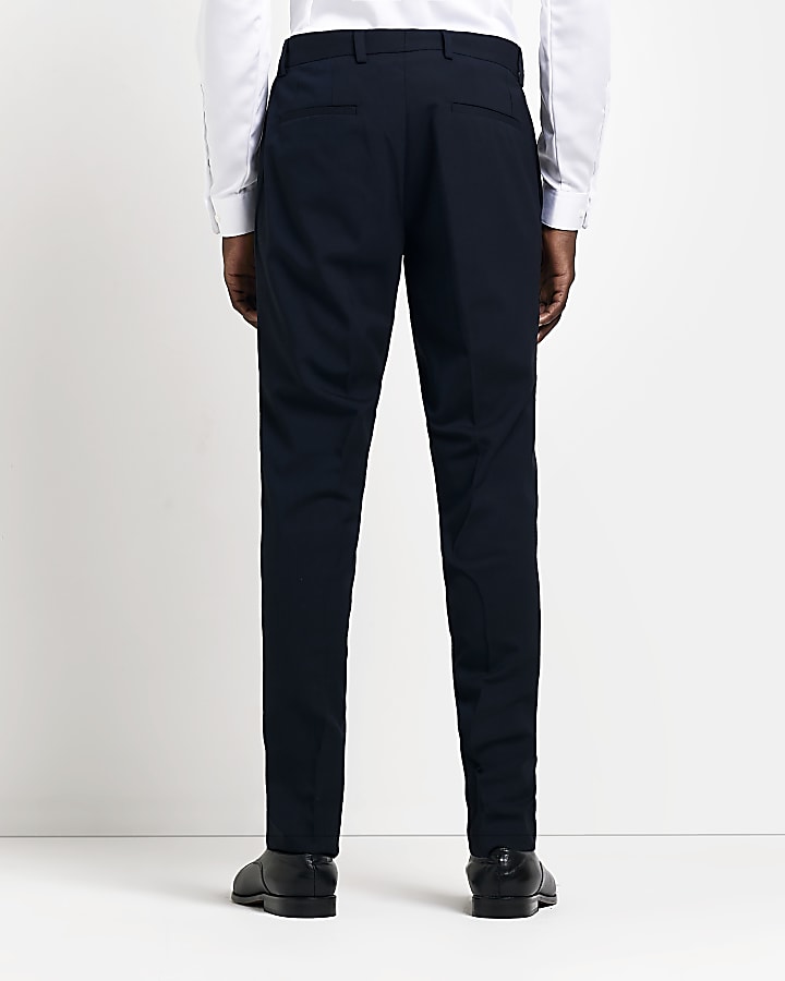 Navy slim fit smart trousers