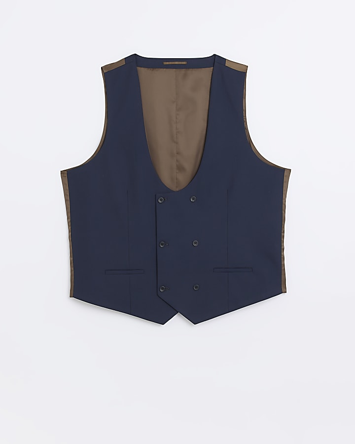 Big & Tall navy skinny fit twill waistcoat