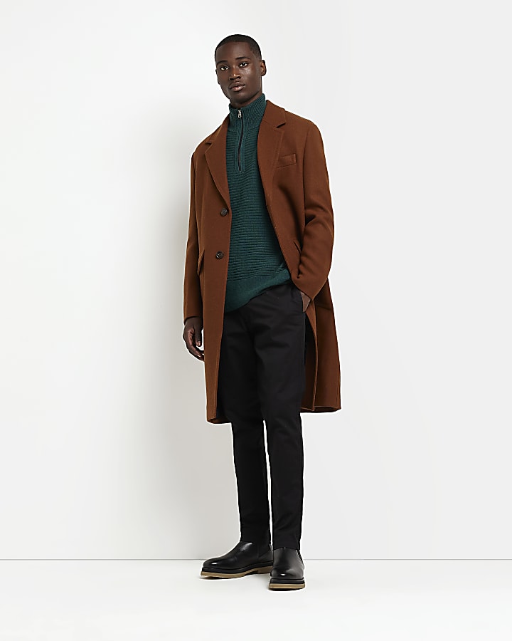 Green Boxy fit half zip knitted jumper