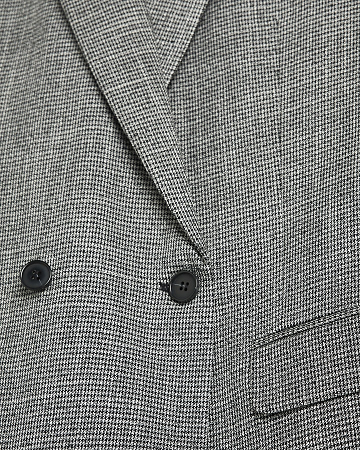 Grey Slim fit Double Breasted Suit Blazer