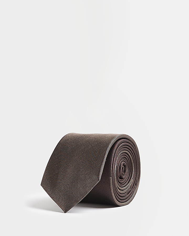 Brown Silk Diagonal Tie