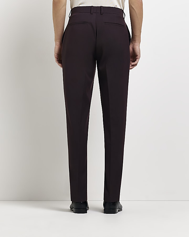 Red slim fit suit trousers