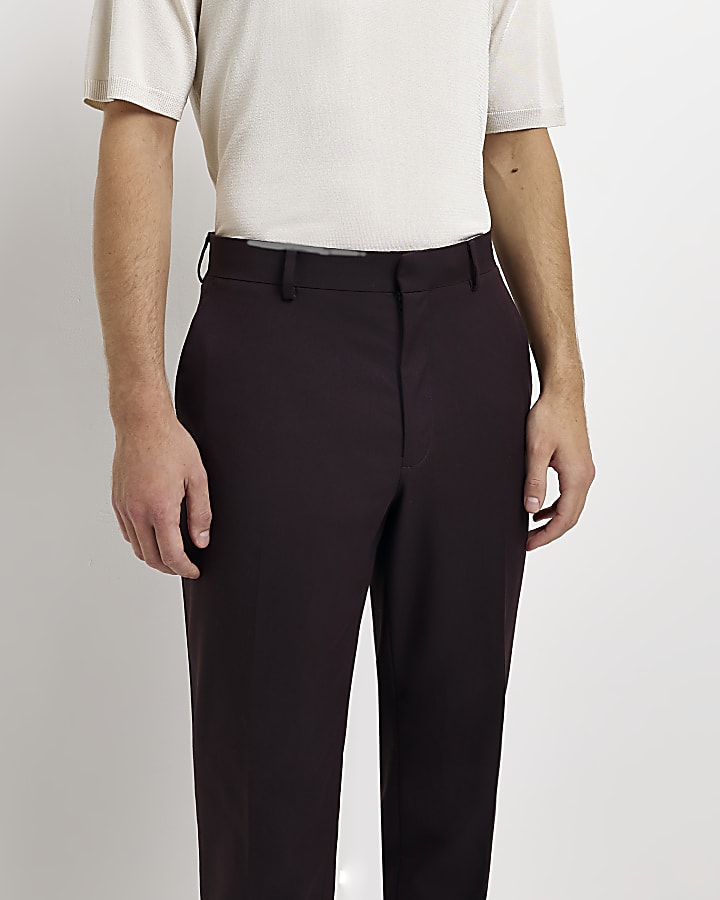 Red slim fit suit trousers