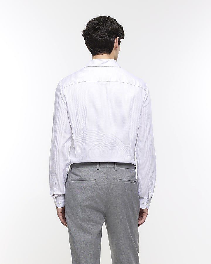 Light grey slim fit easy iron shirt