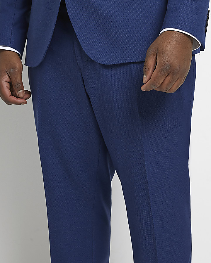 Big & tall blue slim fit twill suit trouser