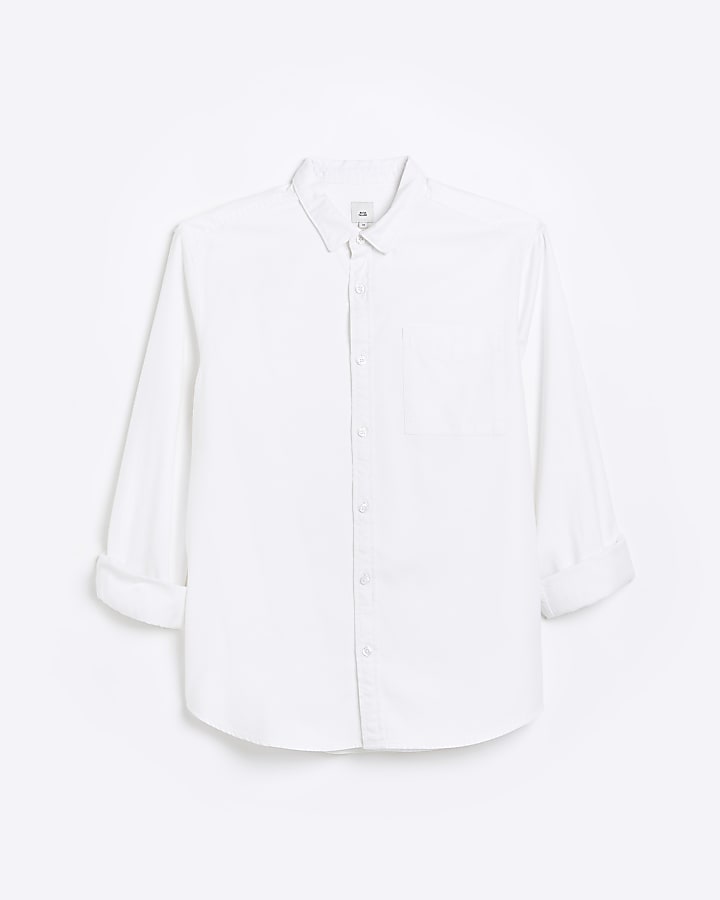 White regular fit twill lyocell shirt