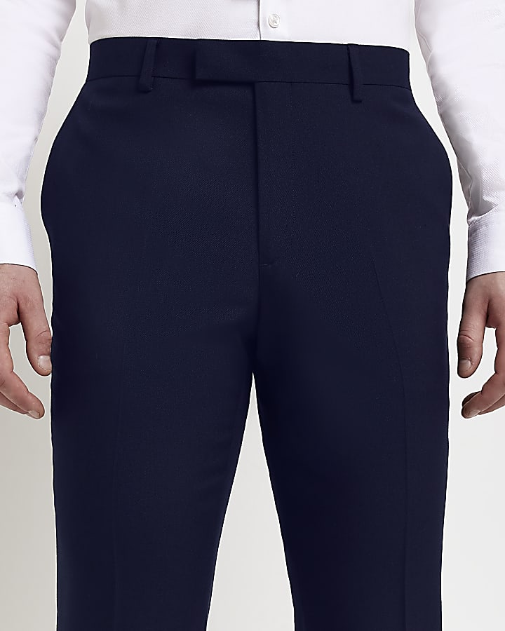 Navy Stretch Skinny Fit Twill Suit Trousers