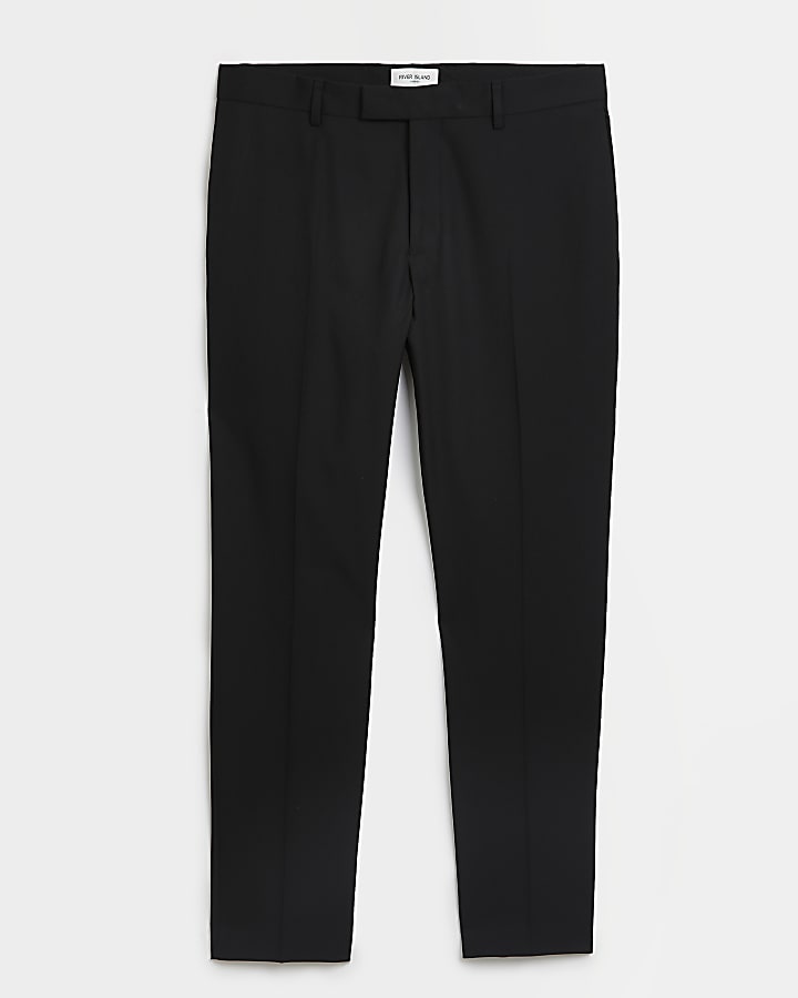 Black skinny fit twill suit trousers
