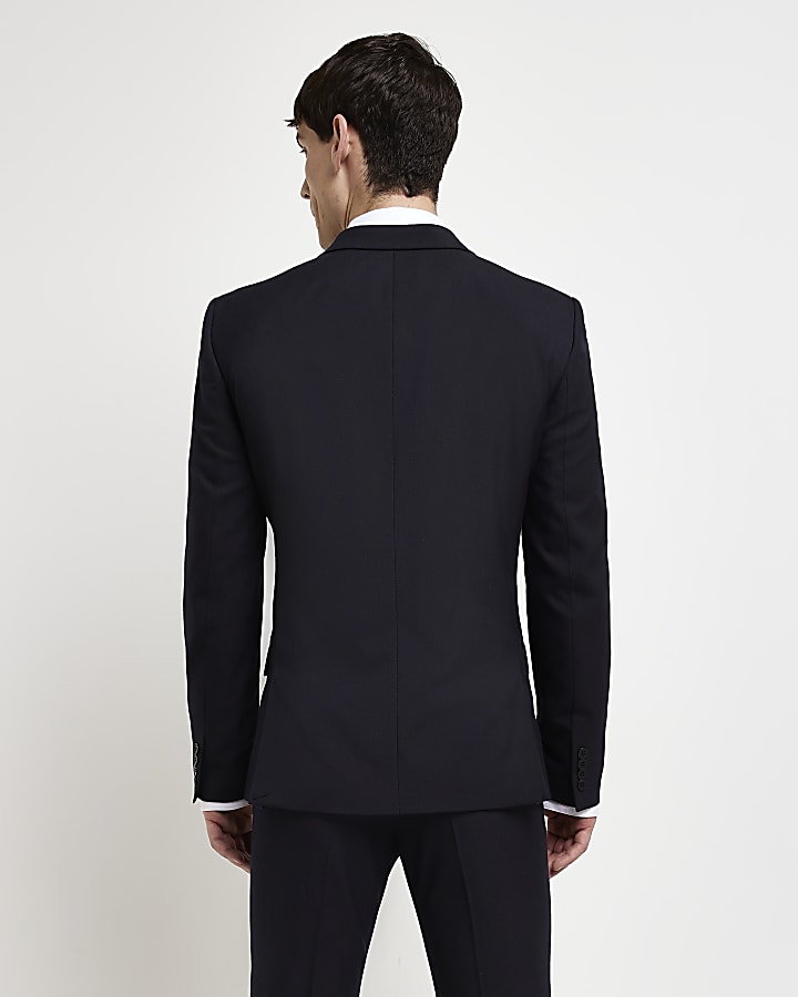 Navy Stretch Skinny Twill Suit Jacket