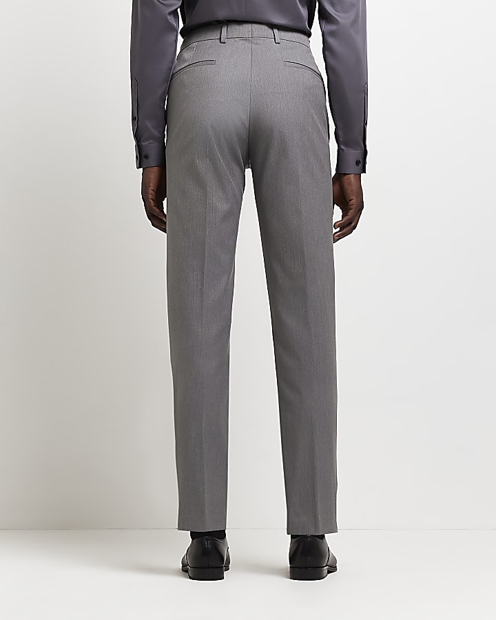 Grey skinny fit twill suit trousers