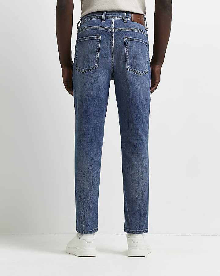 Blue tapered fit jeans