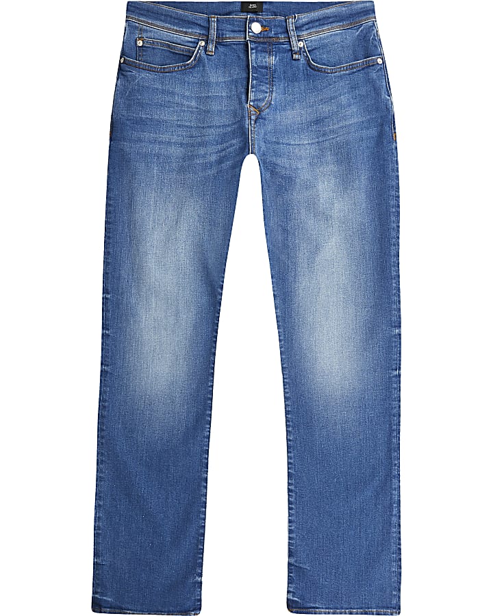 Washed blue bootcut fit jeans